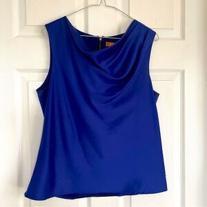 Ellen Tracy Draped Neck Sleeveless Blouse with Lace Sz 6 Gently Loved